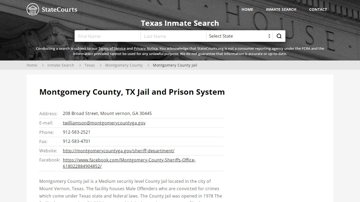 Montgomery County, TX Jail and Prison System - State Courts